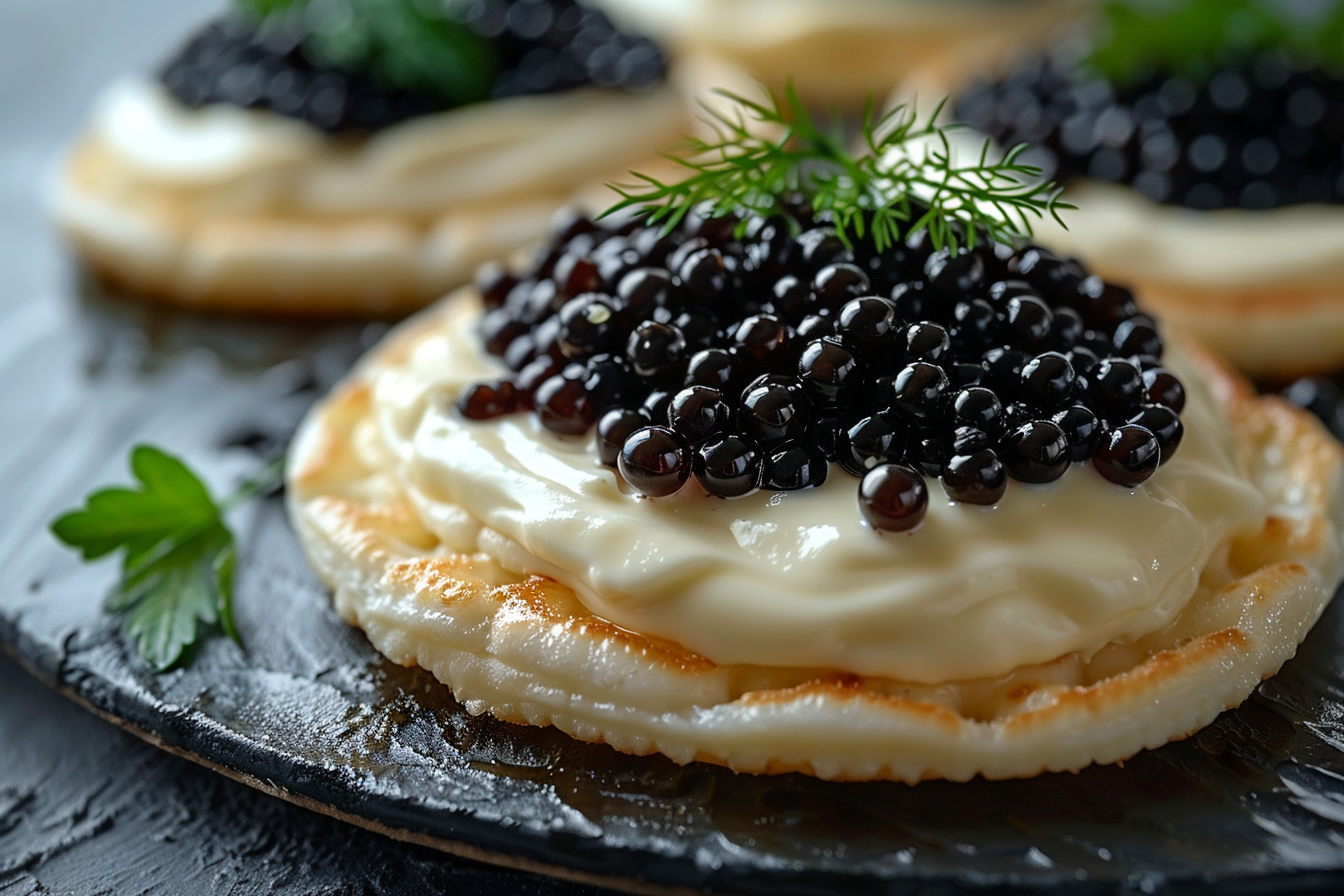 Blini with Caviar and Crème Fraîche Recipe