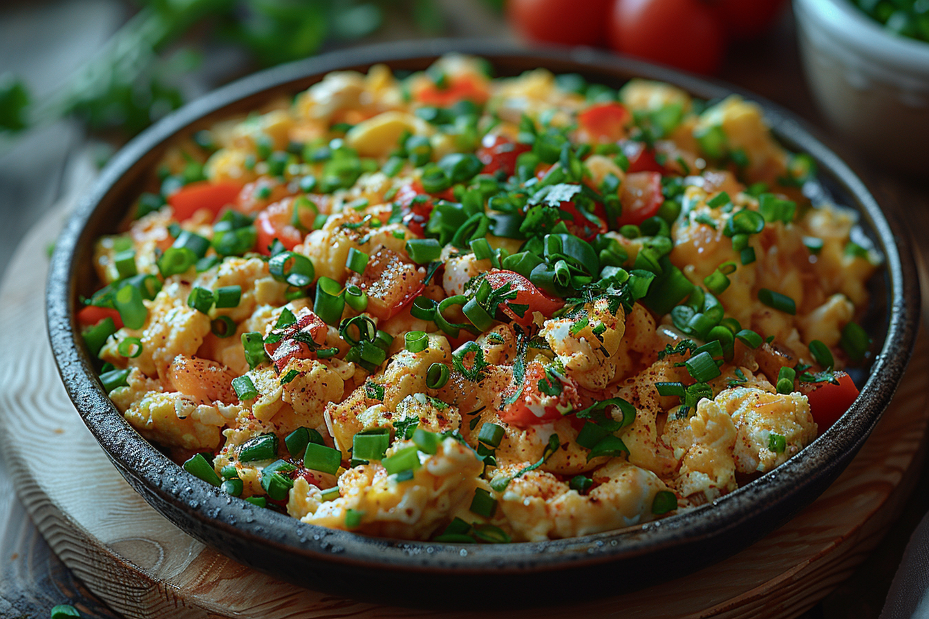 Scrambled Eggs with Onions and Peppers Recipe