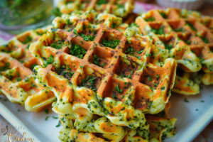 Recette de gaufres au brocoli et au fromage