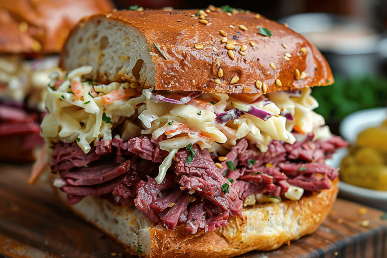 Corned Beef and Cabbage Sandwich with Homemade Coleslaw Recipe