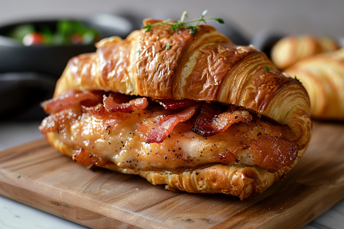 Recette du croissant au poulet et au bacon à l'érable