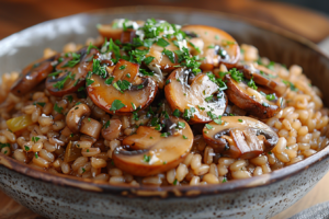 Recette de risotto aux champignons et au farro
