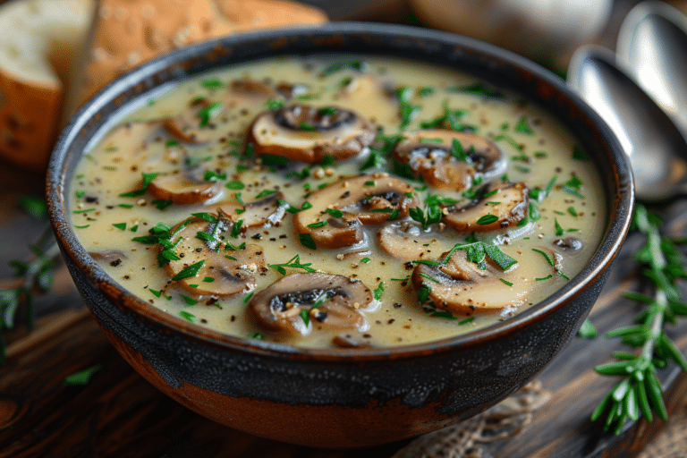 Spinach Mushroom Soup Recipe (with Cream)