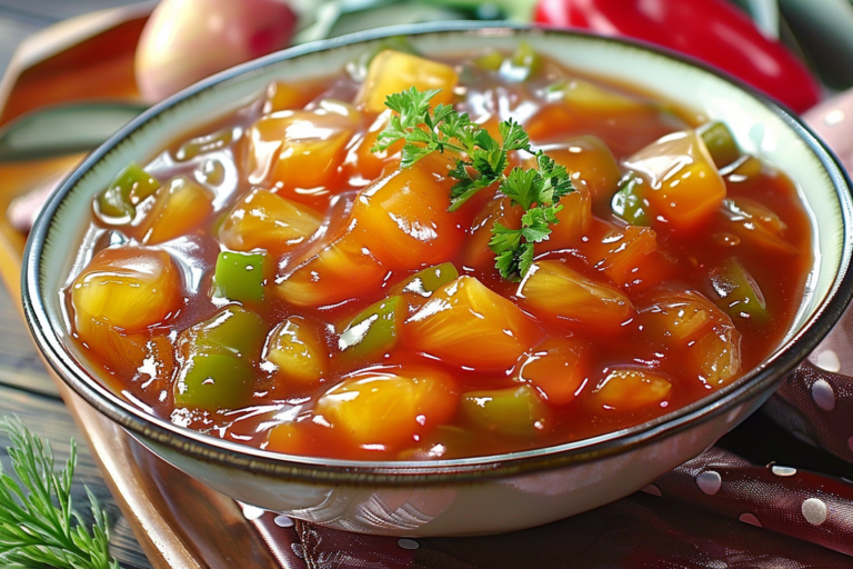 Sweet and Sour Sauce with Pineapple and Green Pepper