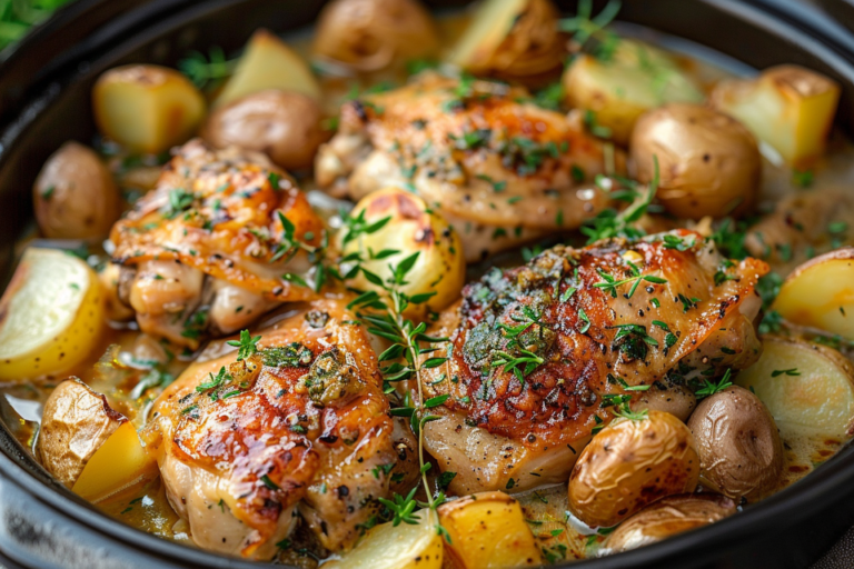 Crockpot Chicken, Mushrooms, and Potatoes Recipe