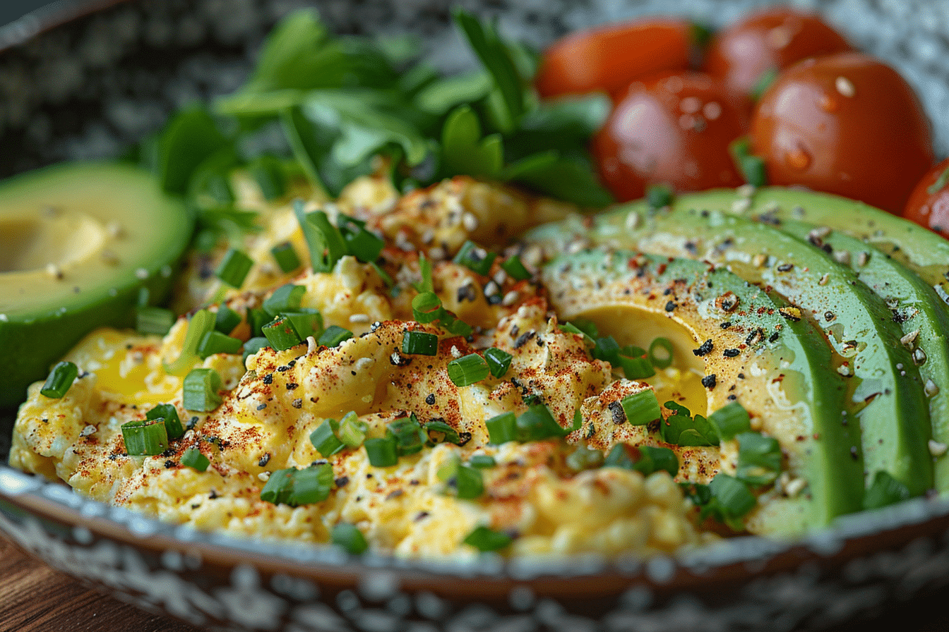 Recette d'oeufs brouillés et d'avocat